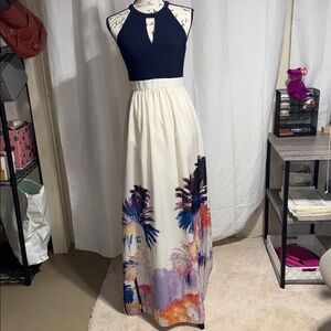 Vince Camuto Palm Tree Keyhole Dress